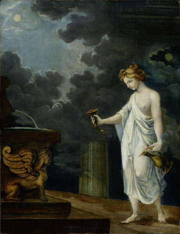 Allegorische Figur mit Trinkhorn 